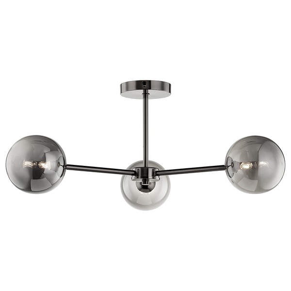 Deckenleuchte KJUL 3-flammig - Metall Grau glänzend / Rauchglas