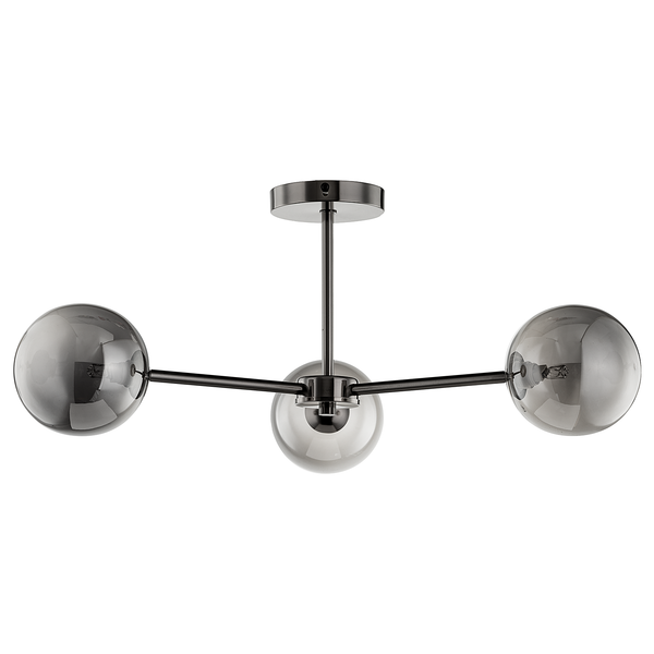 Deckenleuchte KJUL 3-flammig - Metall Grau glänzend / Rauchglas