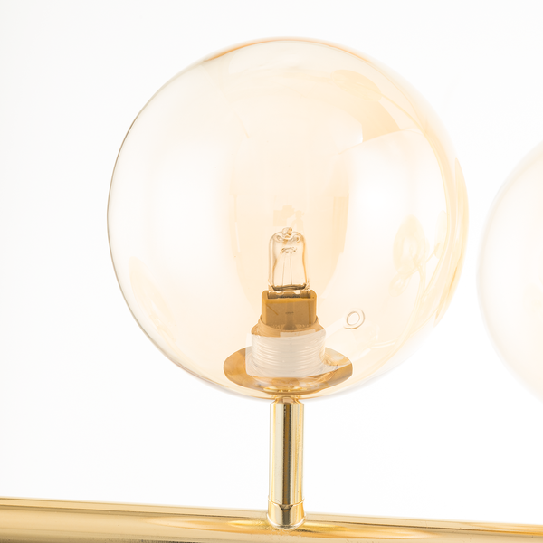 Deckenleuchte KJUL 10-flammig - Metall Gold glänzend / Glas Bernsteinfarben