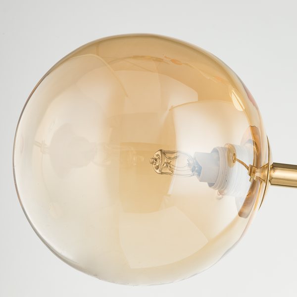 Deckenleuchte KJUL 3-flammig - Metall Gold glänzend / Glas Bernsteinfarben