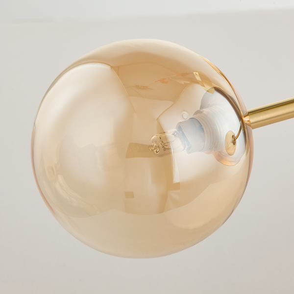Deckenleuchte KJUL 3-flammig - Metall Gold glänzend / Glas Bernsteinfarben