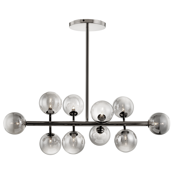 Deckenleuchte KJUL 10-flammig - Metall Grau glänzend / Rauchglas