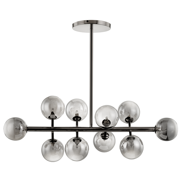 Deckenleuchte KJUL 10-flammig - Metall Grau glänzend / Rauchglas