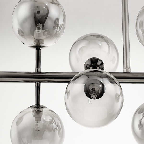 Deckenleuchte KJUL 10-flammig - Metall Grau glänzend / Rauchglas