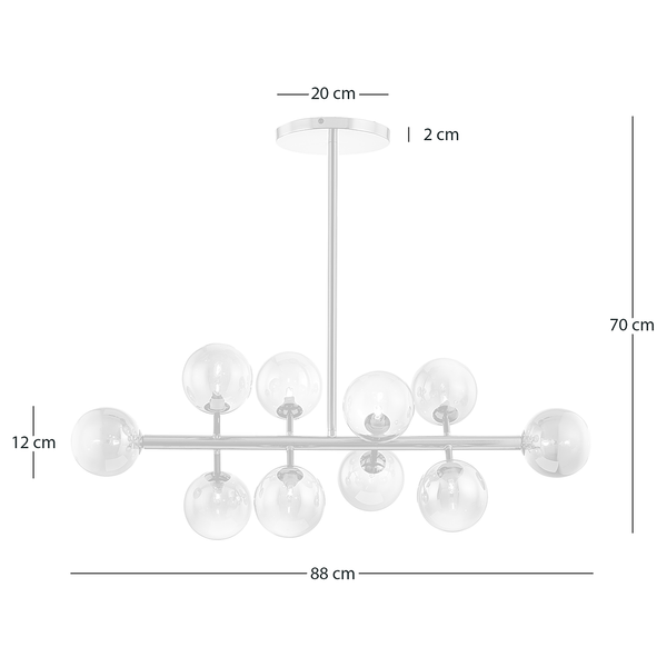 Deckenleuchte KJUL 10-flammig - Metall Grau glänzend / Rauchglas