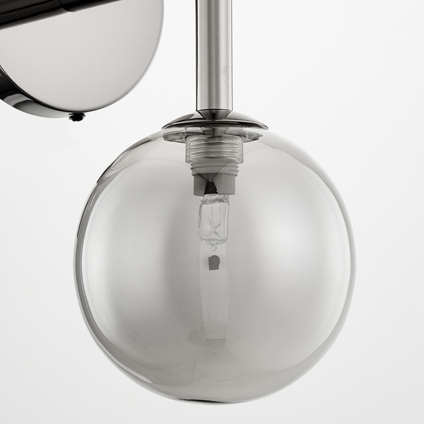 Wandleuchte KJUL - Metall Grau glänzend / Rauchglas