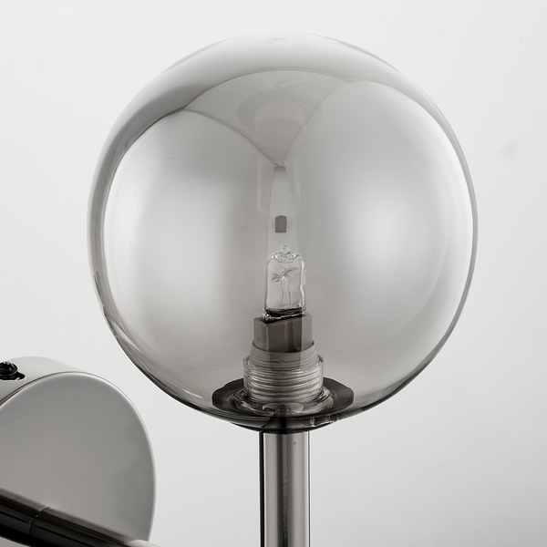 Wandleuchte KJUL - Metall Grau glänzend / Rauchglas