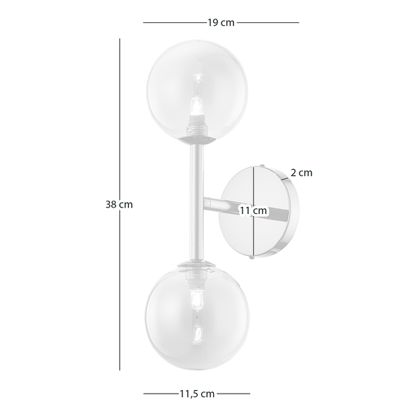 Wandleuchte KJUL - Metall Grau glänzend / Rauchglas