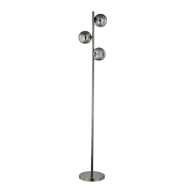 Stehleuchte KJUL - Metall Grau glänzend / Rauchglas