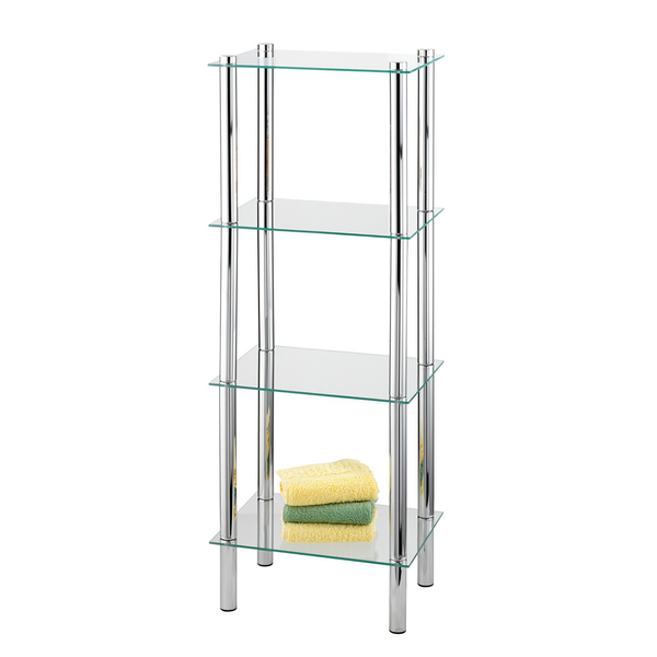 Regal Yago - Glas / Metall - Chrom - Höhe: 104 cm