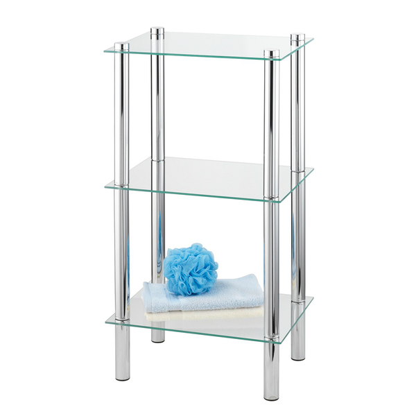 Regal Yago - Glas / Metall - Chrom - Höhe: 74 cm