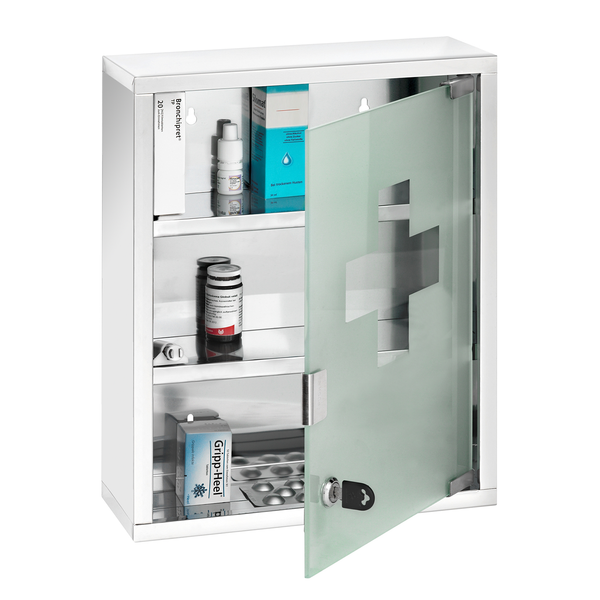 Medizinschrank Broadwater I - Glas / Edelstahl - Silber