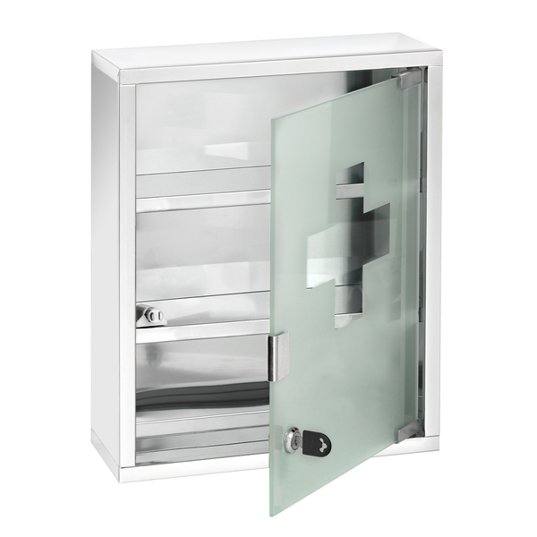 Medizinschrank Broadwater I - Glas / Edelstahl - Silber