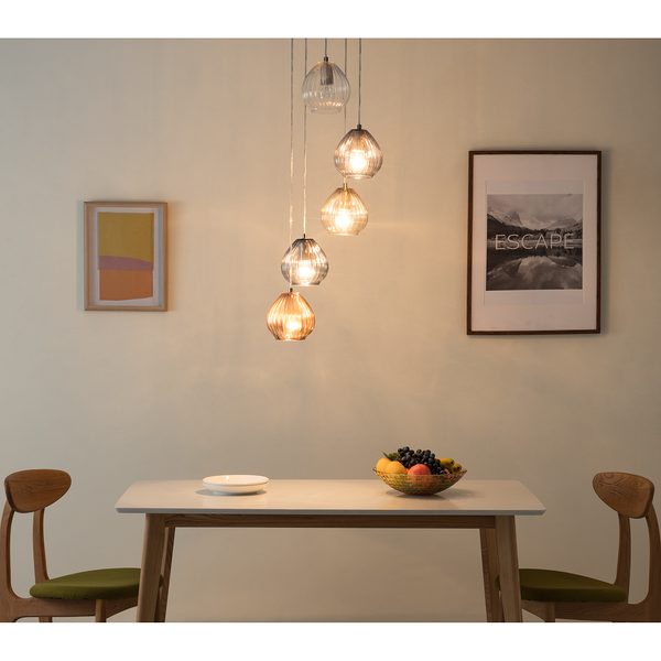 Pendelleuchte Caid - Eisen / Glas - 5-flammig