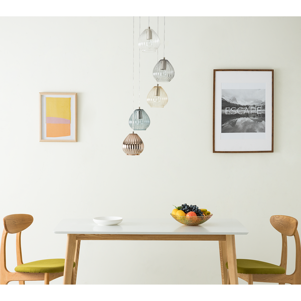 Pendelleuchte Caid - Eisen / Glas - 5-flammig