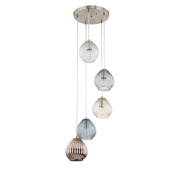 Pendelleuchte Caid - Eisen / Glas - 5-flammig