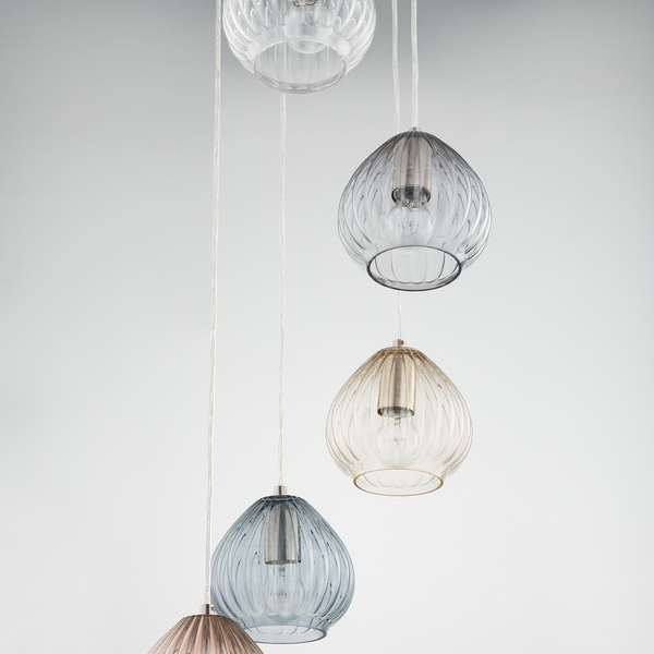 Pendelleuchte Caid - Eisen / Glas - 5-flammig