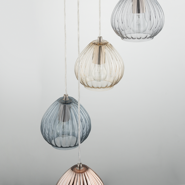 Pendelleuchte Caid - Eisen / Glas - 5-flammig