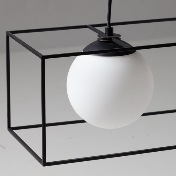 Pendelleuchte Q-Ball II - Milchglas / Eisen -4-flammig