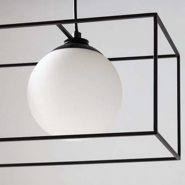 Pendelleuchte Q-Ball II - Milchglas / Eisen -4-flammig