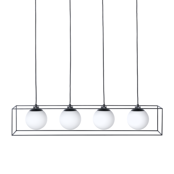 Pendelleuchte Q-Ball II - Milchglas / Eisen -4-flammig