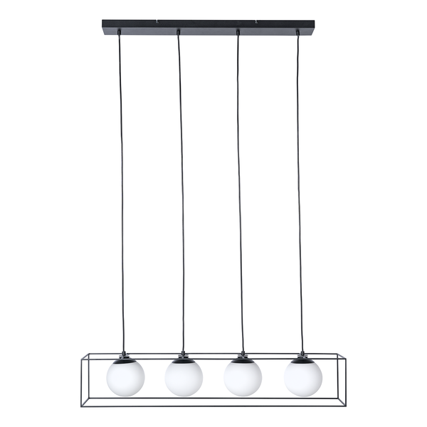 Pendelleuchte Q-Ball II - Milchglas / Eisen -4-flammig