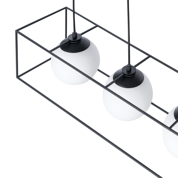 Pendelleuchte Q-Ball II - Milchglas / Eisen -4-flammig