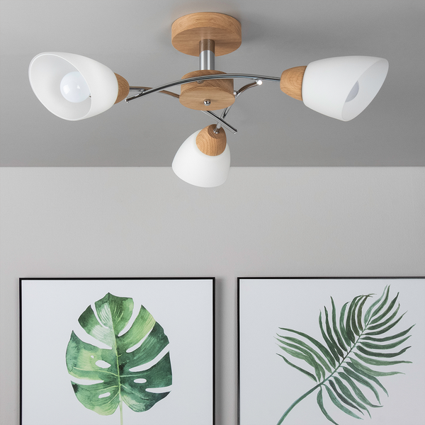 Deckenleuchte Viletta II - Milchglas / Stahl - 3-flammig