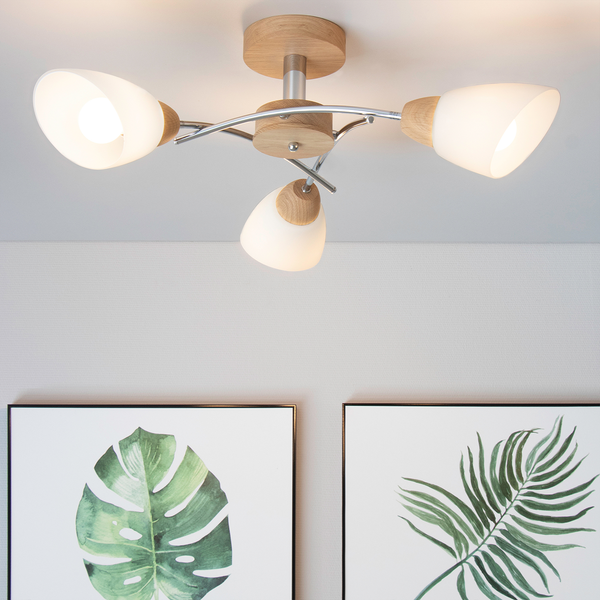 Deckenleuchte Viletta II - Milchglas / Stahl - 3-flammig