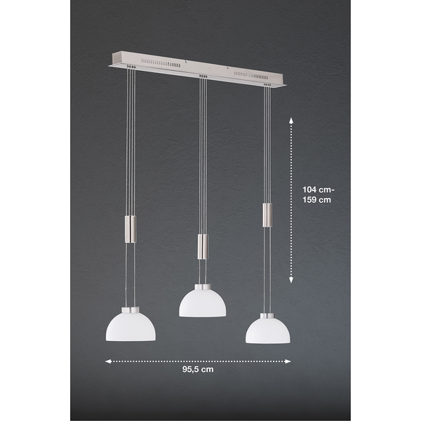 LED-Pendelleuchte Avignon - Glas / Eisen - 3-flammig - Silber - Flammenanzahl: 3