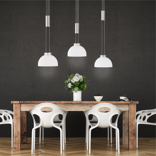 LED-Pendelleuchte Avignon - Glas / Eisen - 3-flammig - Silber - Flammenanzahl: 3
