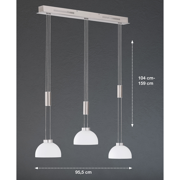 LED-Pendelleuchte Avignon - Glas / Eisen - 3-flammig - Silber - Flammenanzahl: 3