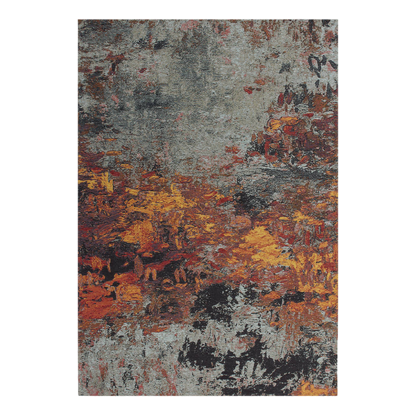 Kurzflorteppich Blaze Fire - Mischgewebe - Grau / Rot - 155 x 230 cm