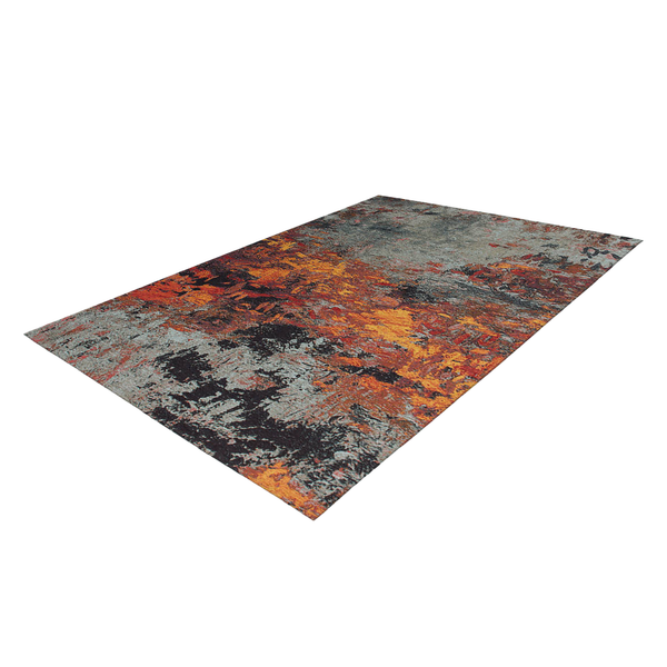 Kurzflorteppich Blaze Fire - Mischgewebe - Grau / Rot - 155 x 230 cm
