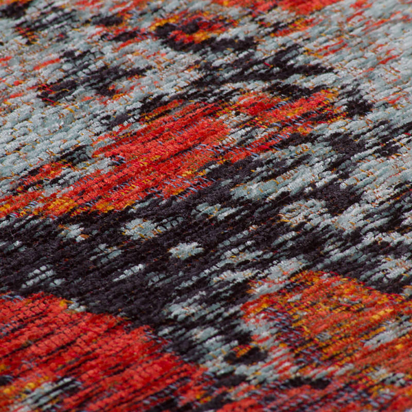 Kurzflorteppich Blaze Fire - Mischgewebe - Grau / Rot - 155 x 230 cm