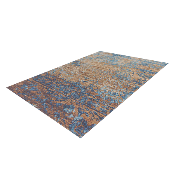 Kurzflorteppich Blaze II - Mischgewebe - Blau / Beige - 75 x 150 cm