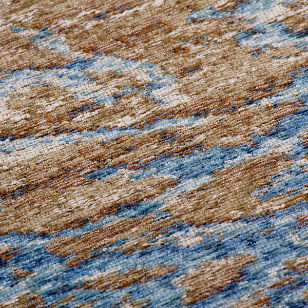 Kurzflorteppich Blaze II - Mischgewebe - Blau / Beige - 75 x 150 cm