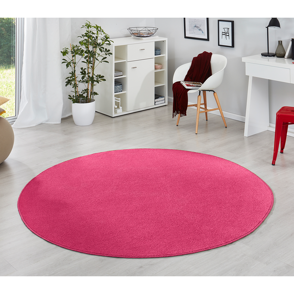 Kurzflorteppich Fancy Circle - Mischgewebe - Fuchsia - Durchmesser: 133 cm