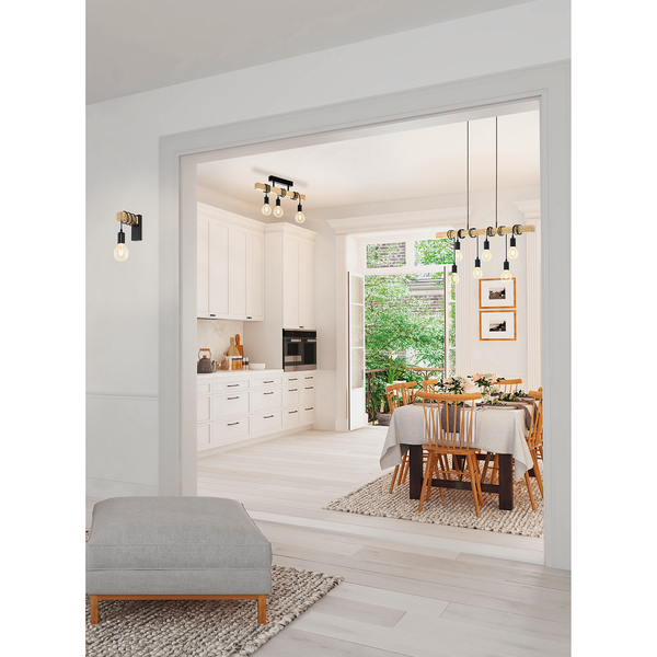 Deckenleuchte Townshend - Stahl / Gummibaum massiv - 3-flammig