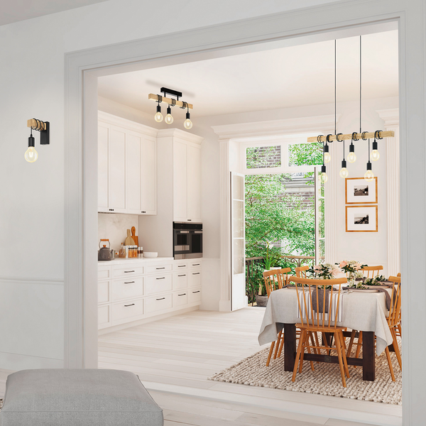 Deckenleuchte Townshend - Stahl / Gummibaum massiv - 3-flammig