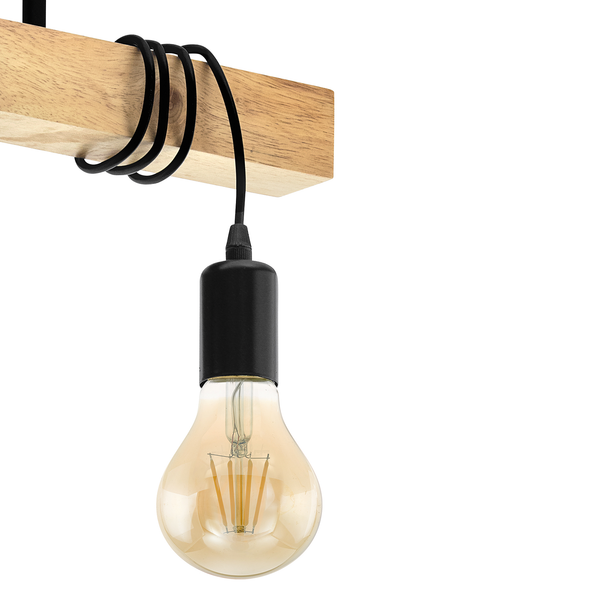 Deckenleuchte Townshend - Stahl / Gummibaum massiv - 3-flammig