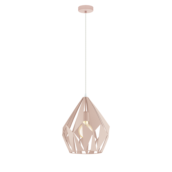 Pendelleuchte Carlton III - Stahl - 1-flammig - Pastellapricot