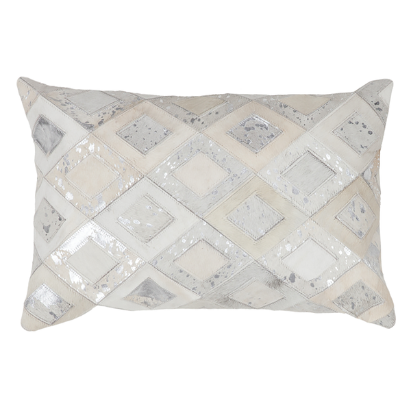 Dekokissen Spark I - Echtleder - Weiß / Silber - 40 x 60 cm