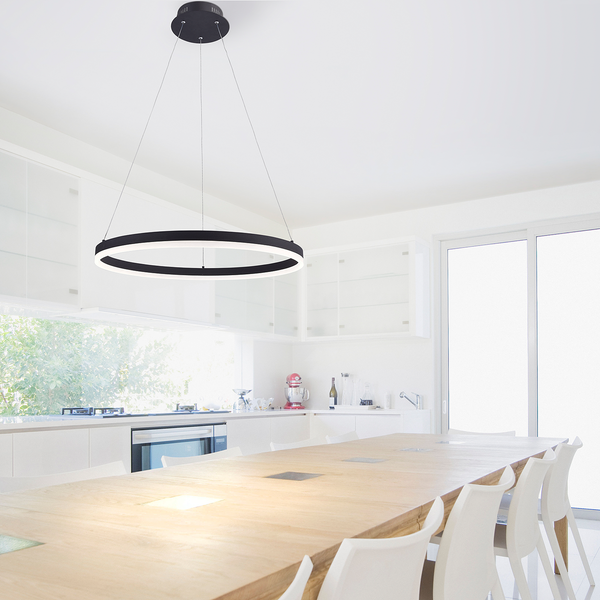 LED-Pendelleuchte Titus - Aluminium / Acrylglas - 1-flammig - Durchmesser: 60 cm