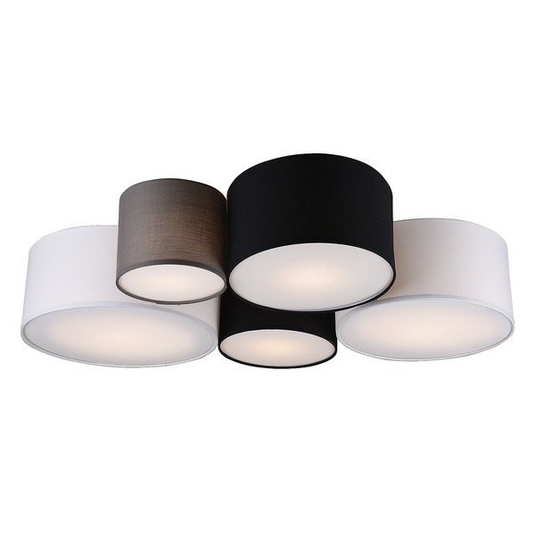 Deckenleuchte Hotel I - Mischgewebe / Eisen - Flammenanzahl: 5