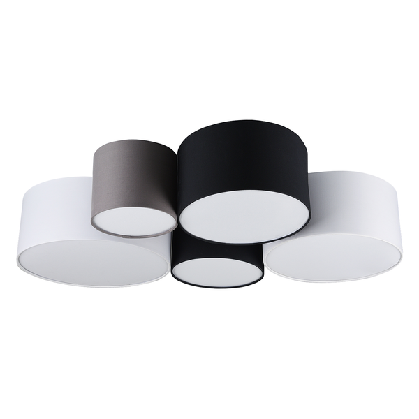 Deckenleuchte Hotel I - Mischgewebe / Eisen - Flammenanzahl: 5