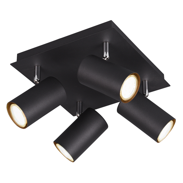 Deckenleuchte Marley I - Eisen - 4-flammig - Schwarz