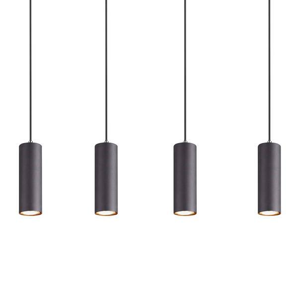 Pendelleuchte Marley II - Eisen - 4-flammig - Schwarz