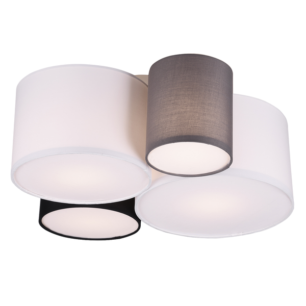 Deckenleuchte Hotel I - Mischgewebe / Eisen - Flammenanzahl: 4