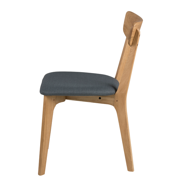 Esszimmerstuhl Wingen (2er-Set) - Webstoff / Eiche massiv - Grau / Eiche - Grau